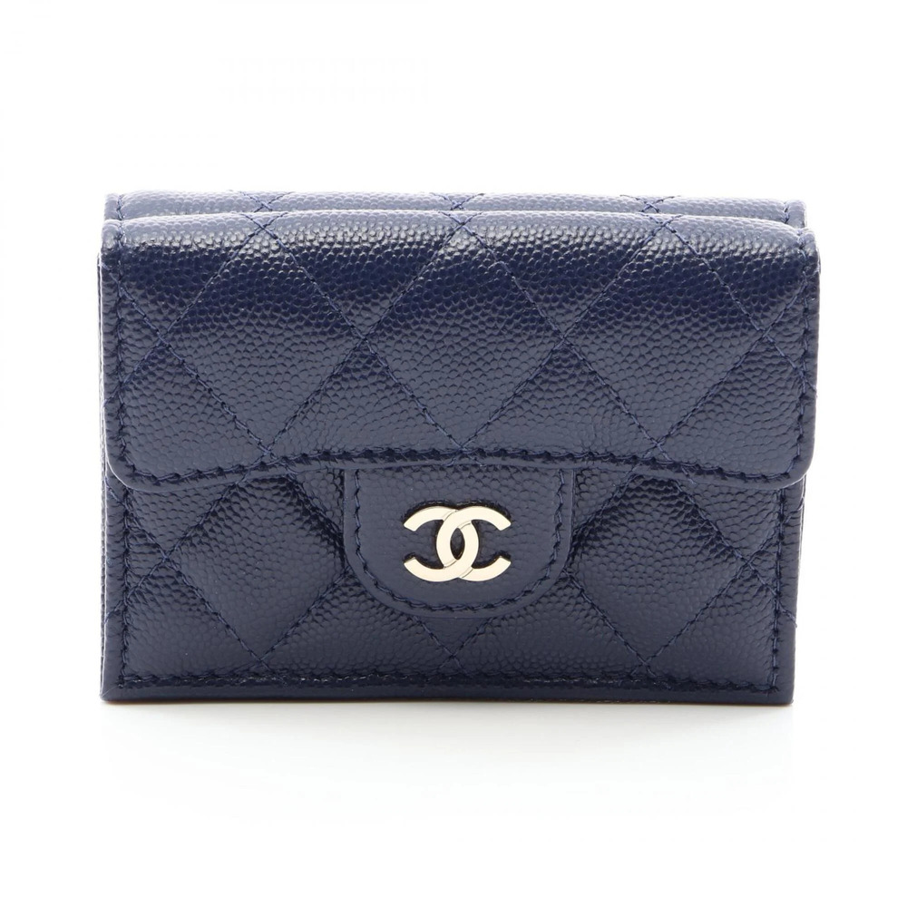 CHANEL Blue Caviar Leather Wallet